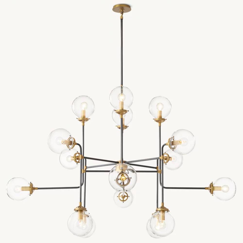 Bistro Transit Globe Glass Chandelier 56"