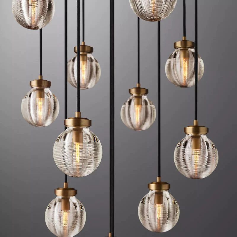 Pearl Carved Inciso Round Chandelier 38"