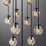 Pearl Carved Inciso Round Chandelier 38"