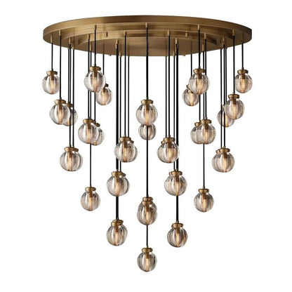 Pearl Carved Inciso Round Chandelier 48"