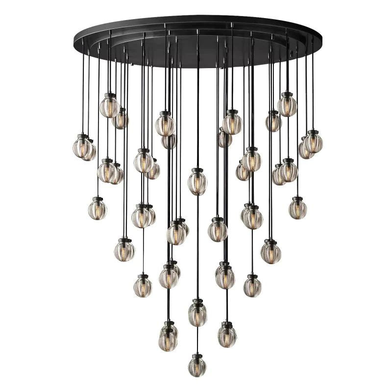 Pearl Carved Inciso Round Chandelier 60"