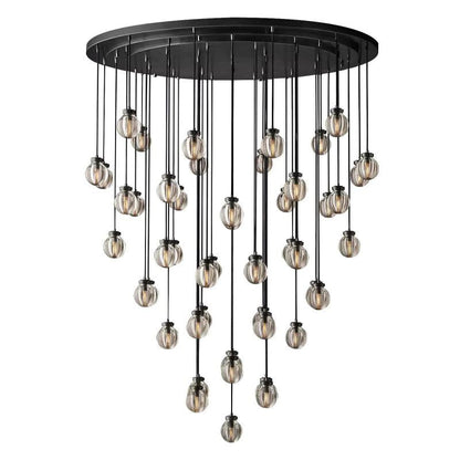 Pearl Carved Inciso Round Chandelier 60"