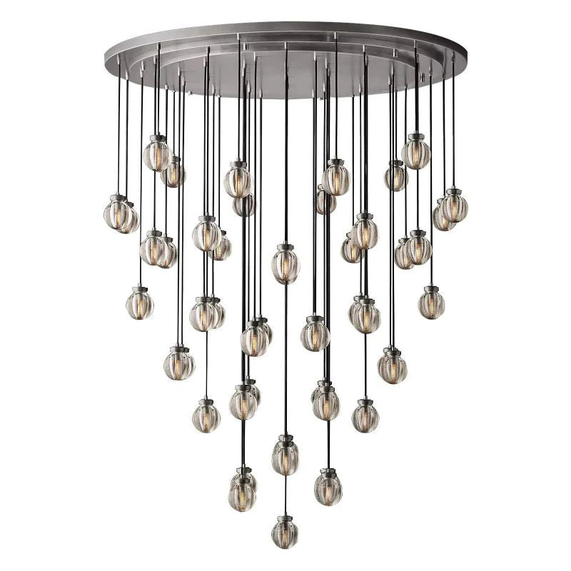 Pearl Carved Inciso Round Chandelier 60"