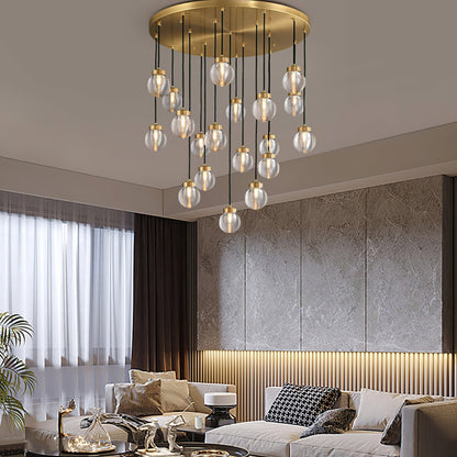 Pearl Carved Inciso Round Chandelier 60"