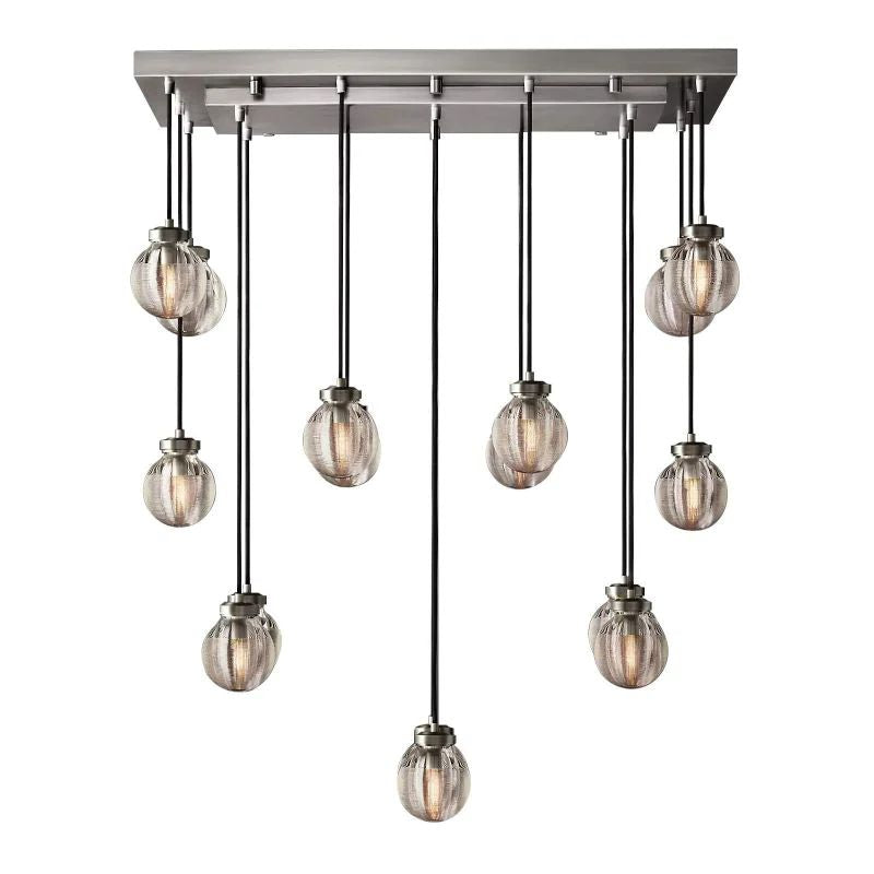 Pearl Carved Inciso Rectangle Chandelier 36"