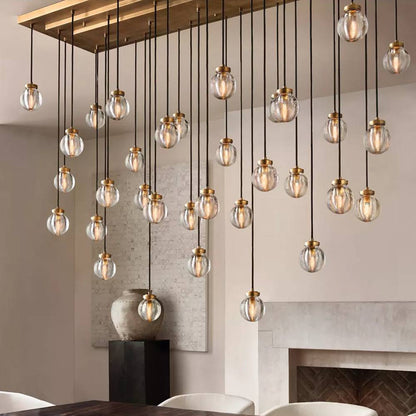 Pearl Carved Inciso Rectangle Chandelier 36"