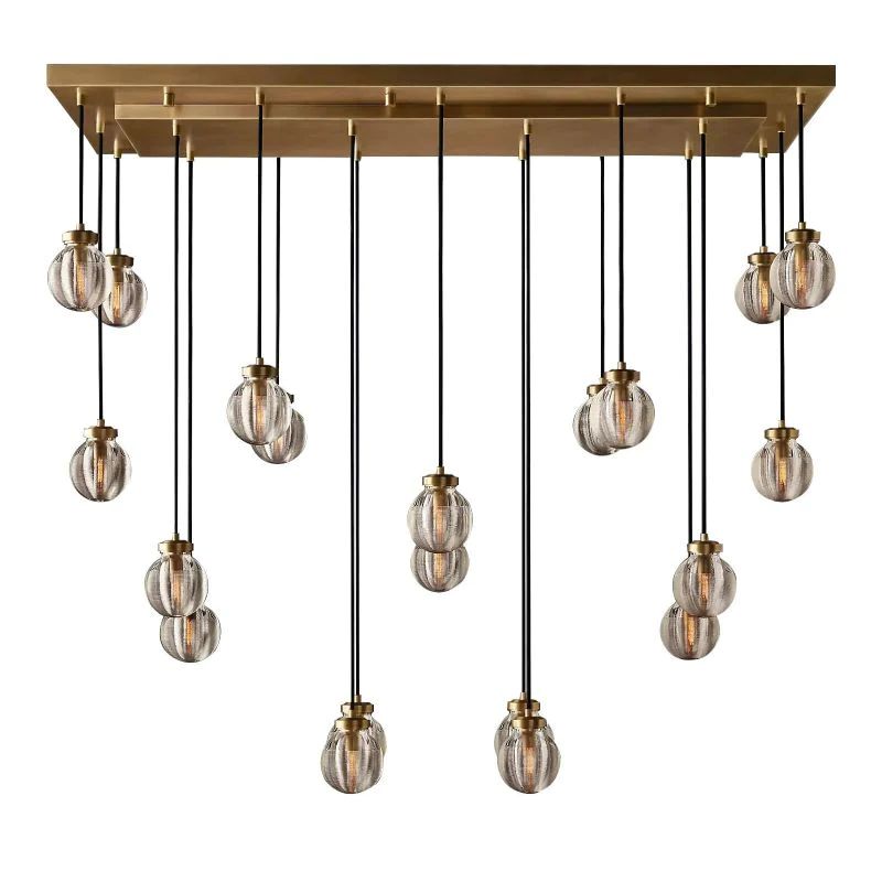 Pearl Carved Inciso Rectangle Chandelier 54"