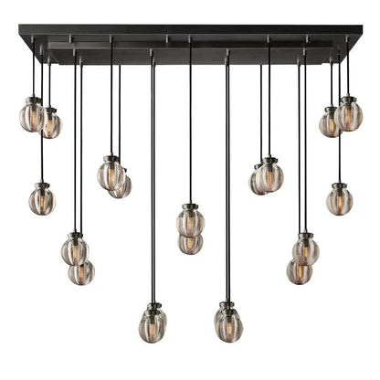 Pearl Carved Inciso Rectangle Chandelier 54"