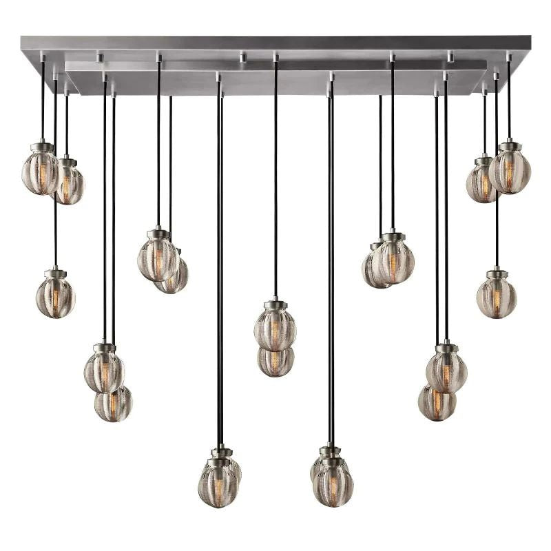 Pearl Carved Inciso Rectangle Chandelier 54"