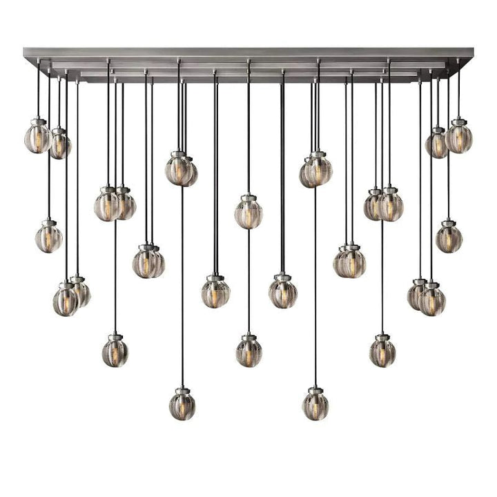 Pearl Carved Inciso Rectangle Chandelier 72"