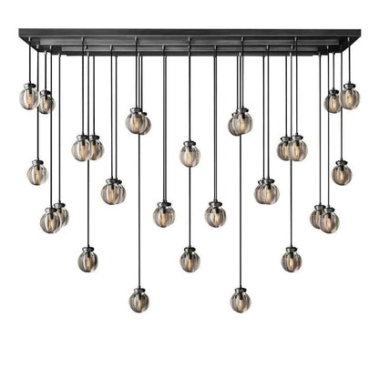 Pearl Carved Inciso Rectangle Chandelier 72"