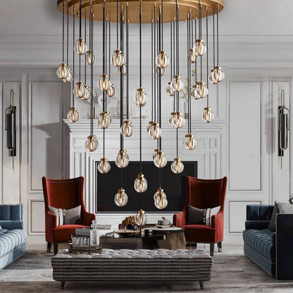 Pearl Carved Inciso Round Chandelier 48"