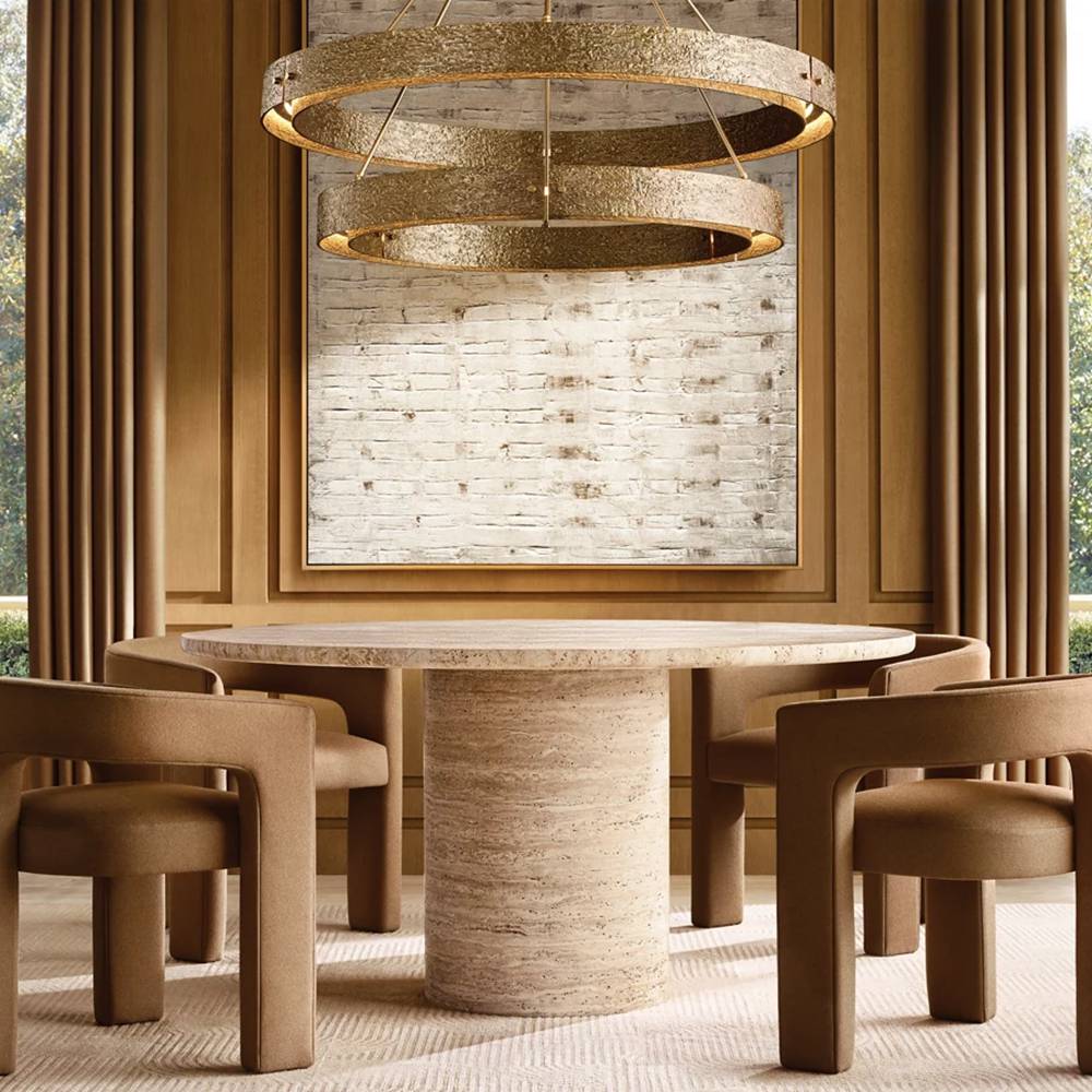 Vouvray Etched Metal Two-Tier Round Chandelier 48"