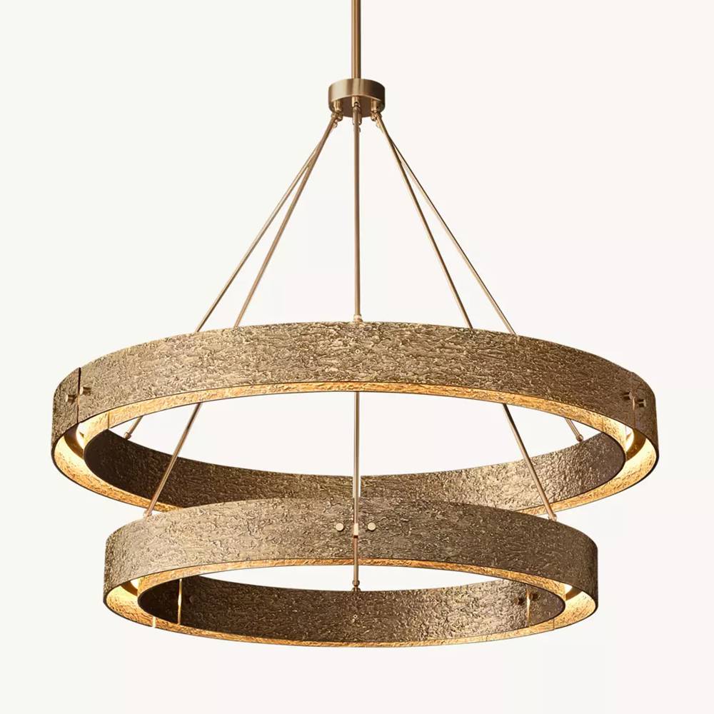 Vouvray Etched Metal Two-Tier Round Chandelier 36"
