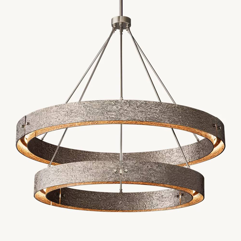 Vouvray Etched Metal Two-Tier Round Chandelier 36"