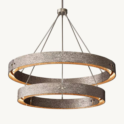 Vouvray Etched Metal Two-Tier Round Chandelier 36"