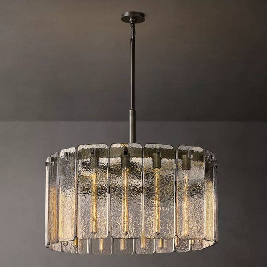 Calamette Striated Glass Round Chandelier 36"