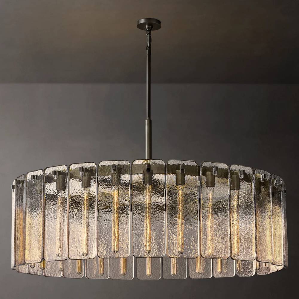 Calamette Striated Glass Round Chandelier 48"