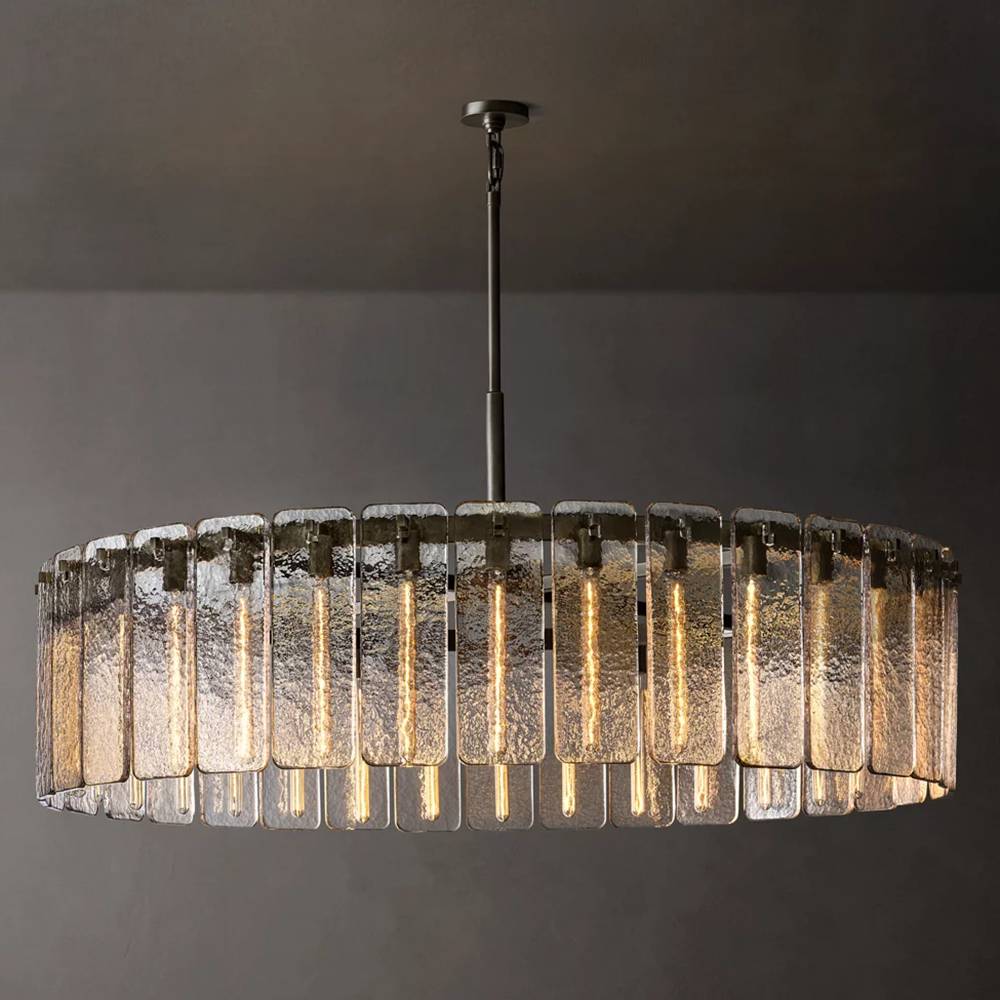 Calamette Striated Glass Round Chandelier 60"