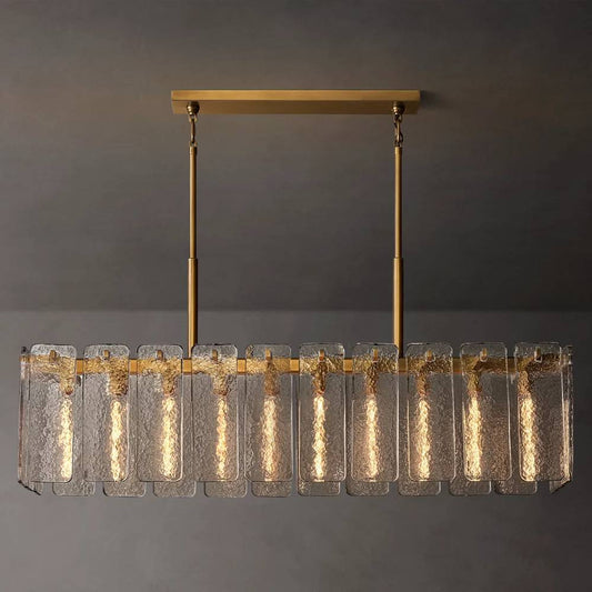 Calamette Striated Glass Rectangular Chandelier 60"