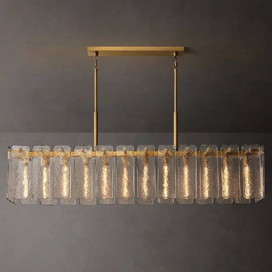 Calamette Striated Glass Rectangular Chandelier 72"
