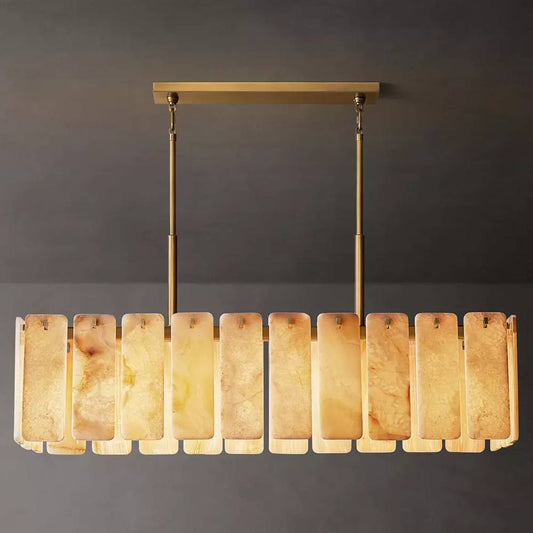 Calamette Striated Onyx Rectangular Chandelier 60"