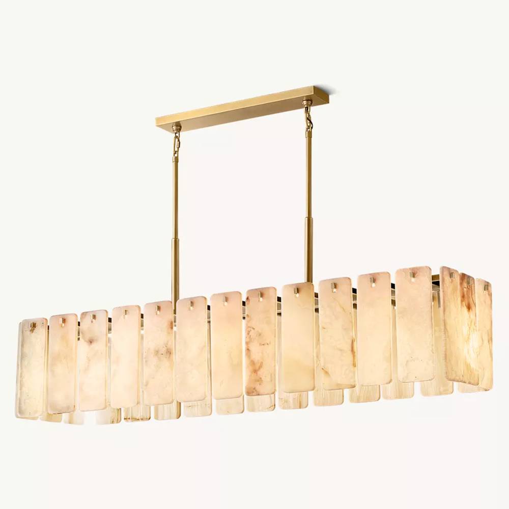 Calamette Striated Onyx Rectangular Chandelier 60"