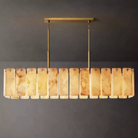 Calamette Striated Onyx Rectangular Chandelier 74"