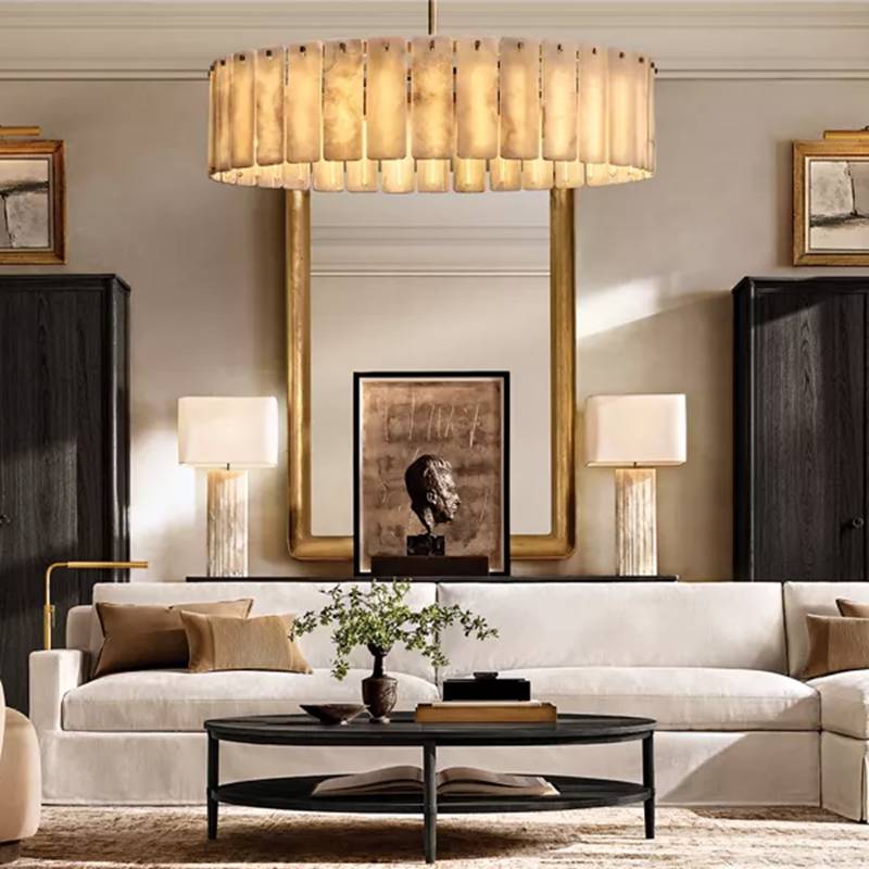 Calamette Striated Onyx Round Chandelier 48"
