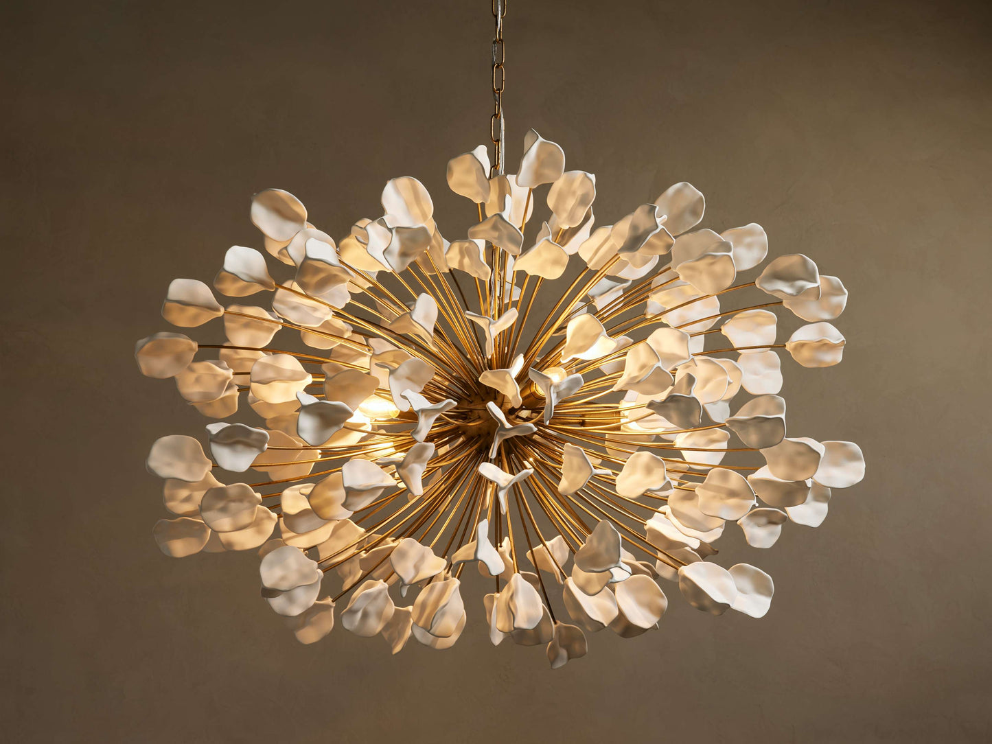 Lunaria Ceramic Leaf Round Chandelier