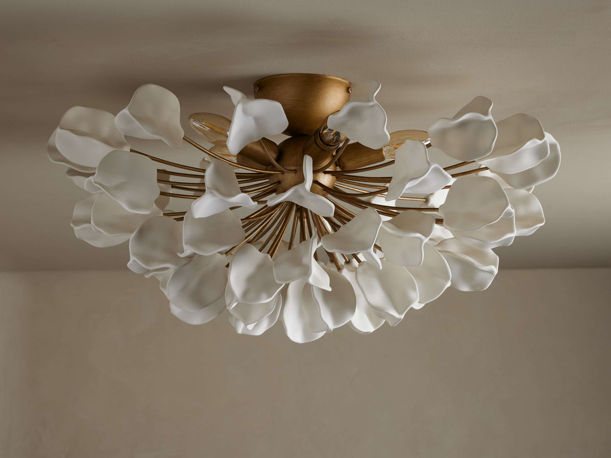 Lunaria Ceramic Leaf Flush Mount
