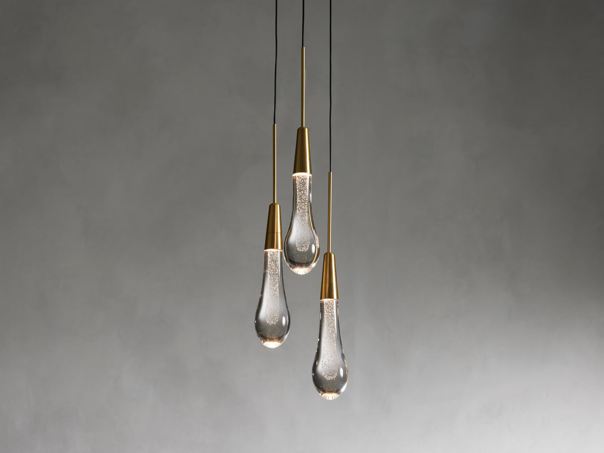 Soltaire Raindrop Crystal Cluster Pendant Light