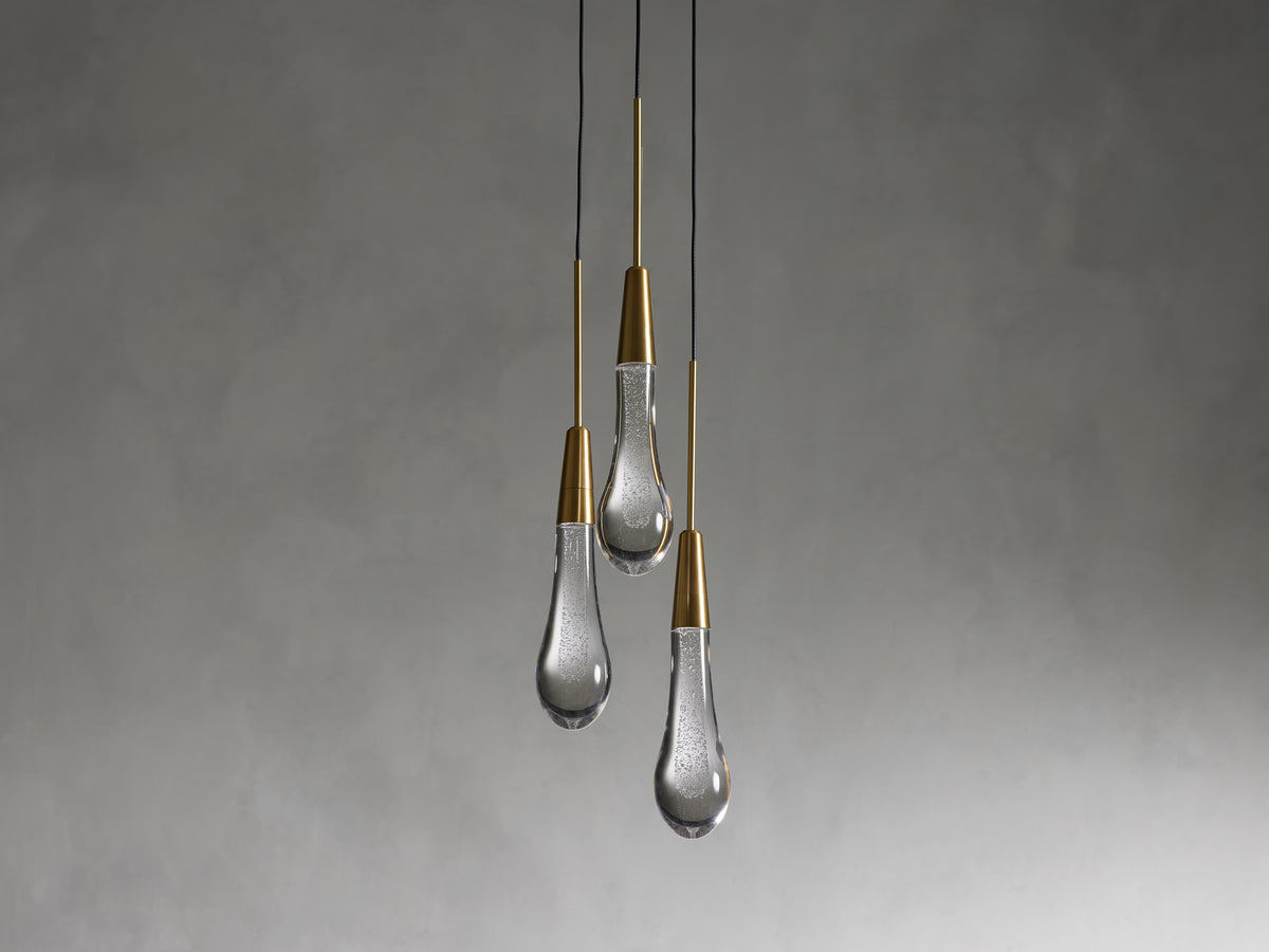Soltaire Raindrop Crystal Cluster Pendant Light