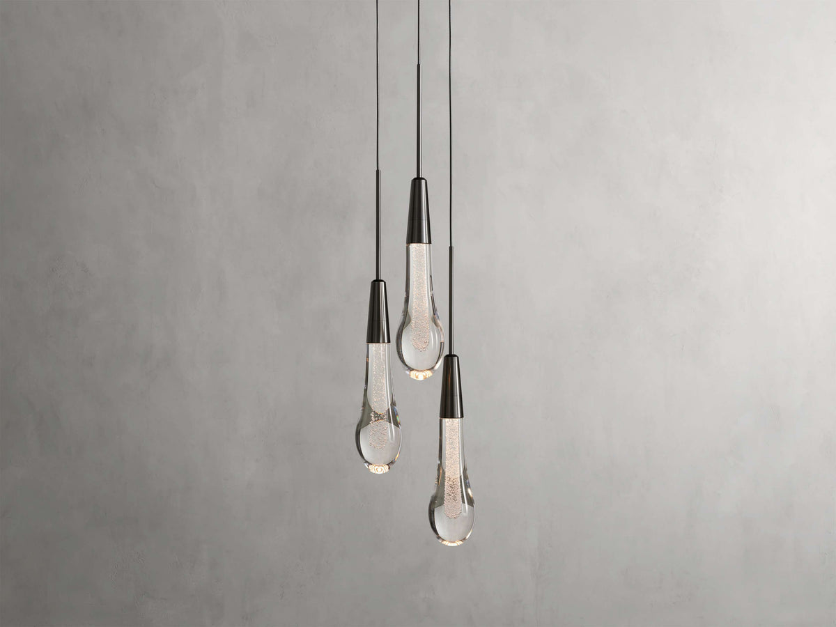 Soltaire Raindrop Crystal Cluster Pendant Light