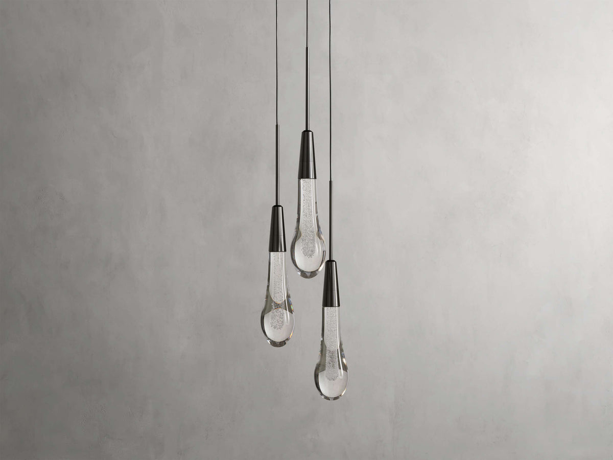 Soltaire Raindrop Crystal Cluster Pendant Light