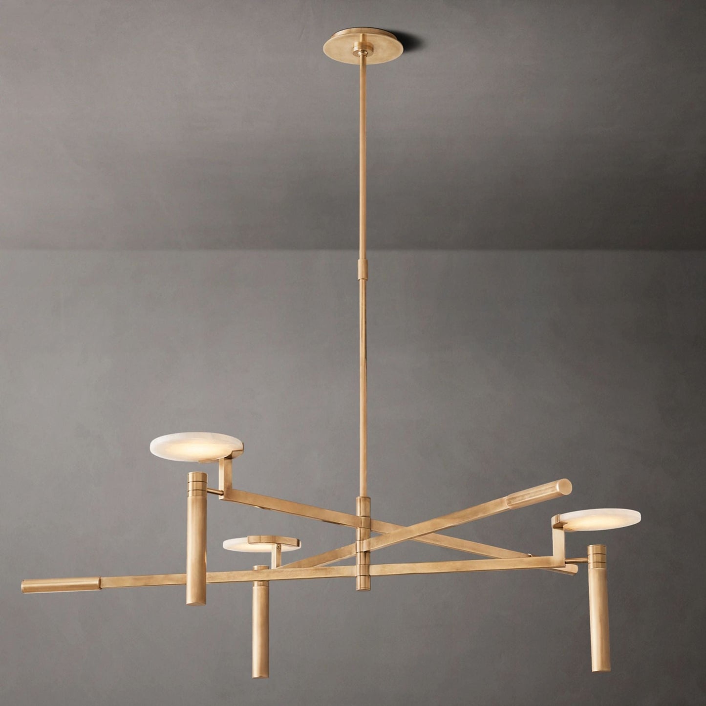 Halver Alabaster Dome Round Chandelier 45"