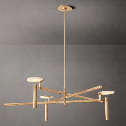 Halver Alabaster Dome Round Chandelier 45"