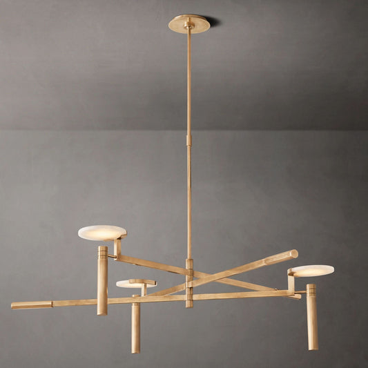 Halver Alabaster Dome Round Chandelier 45"