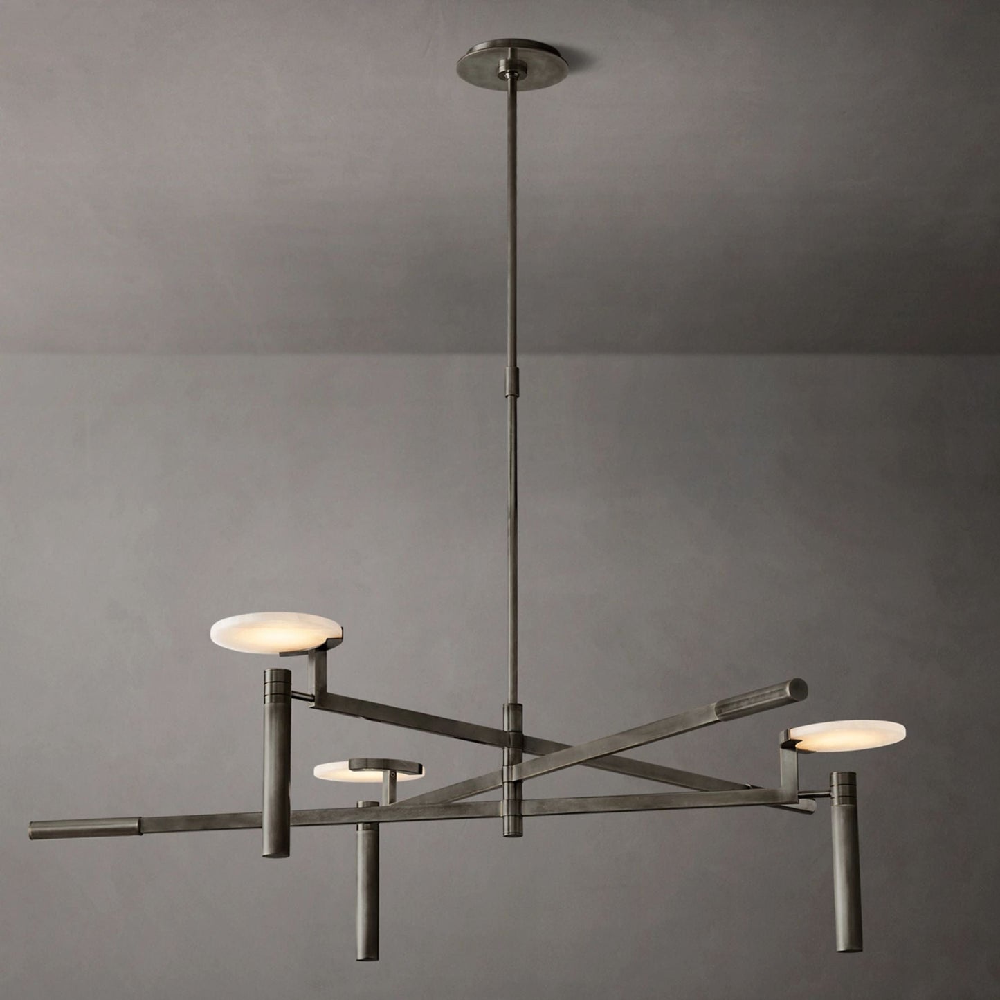 Halver Alabaster Dome Round Chandelier 45"