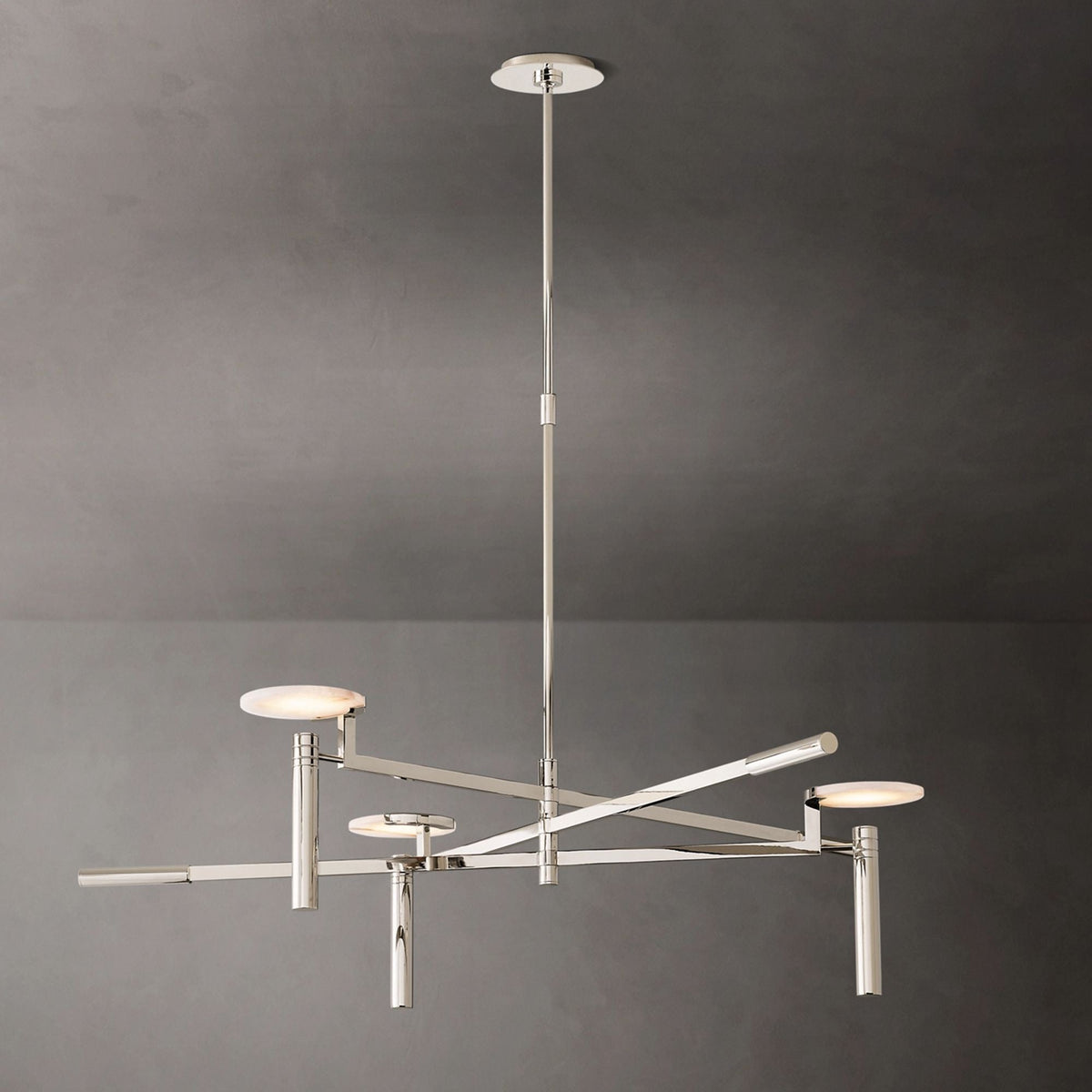 Halver Alabaster Dome Round Chandelier 45"
