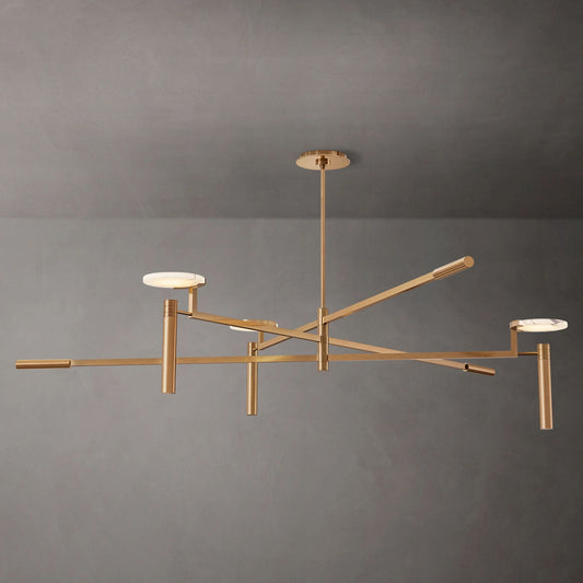 Halver Alabaster Dome Round Chandelier 60"