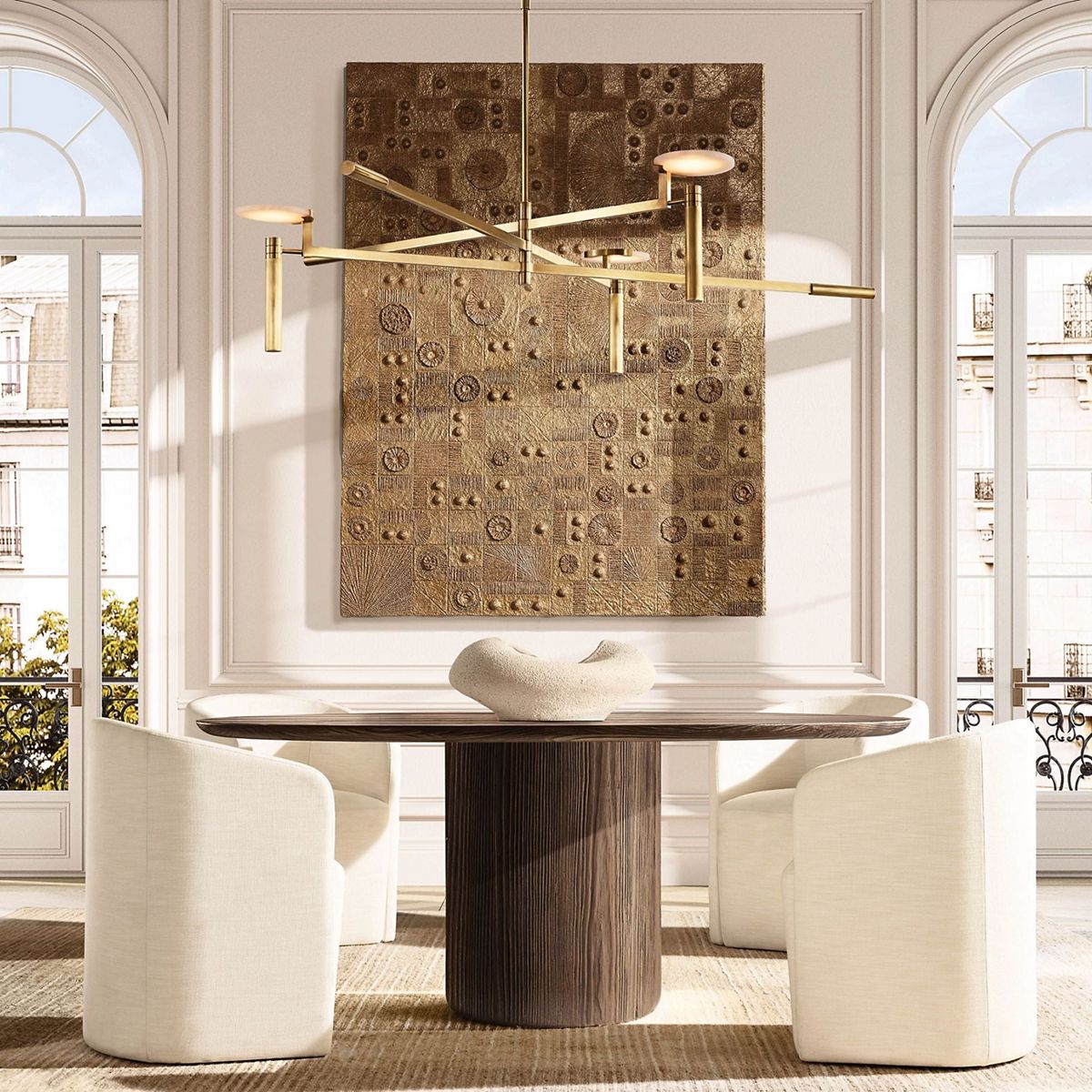 Halver Alabaster Dome Round Chandelier 60"