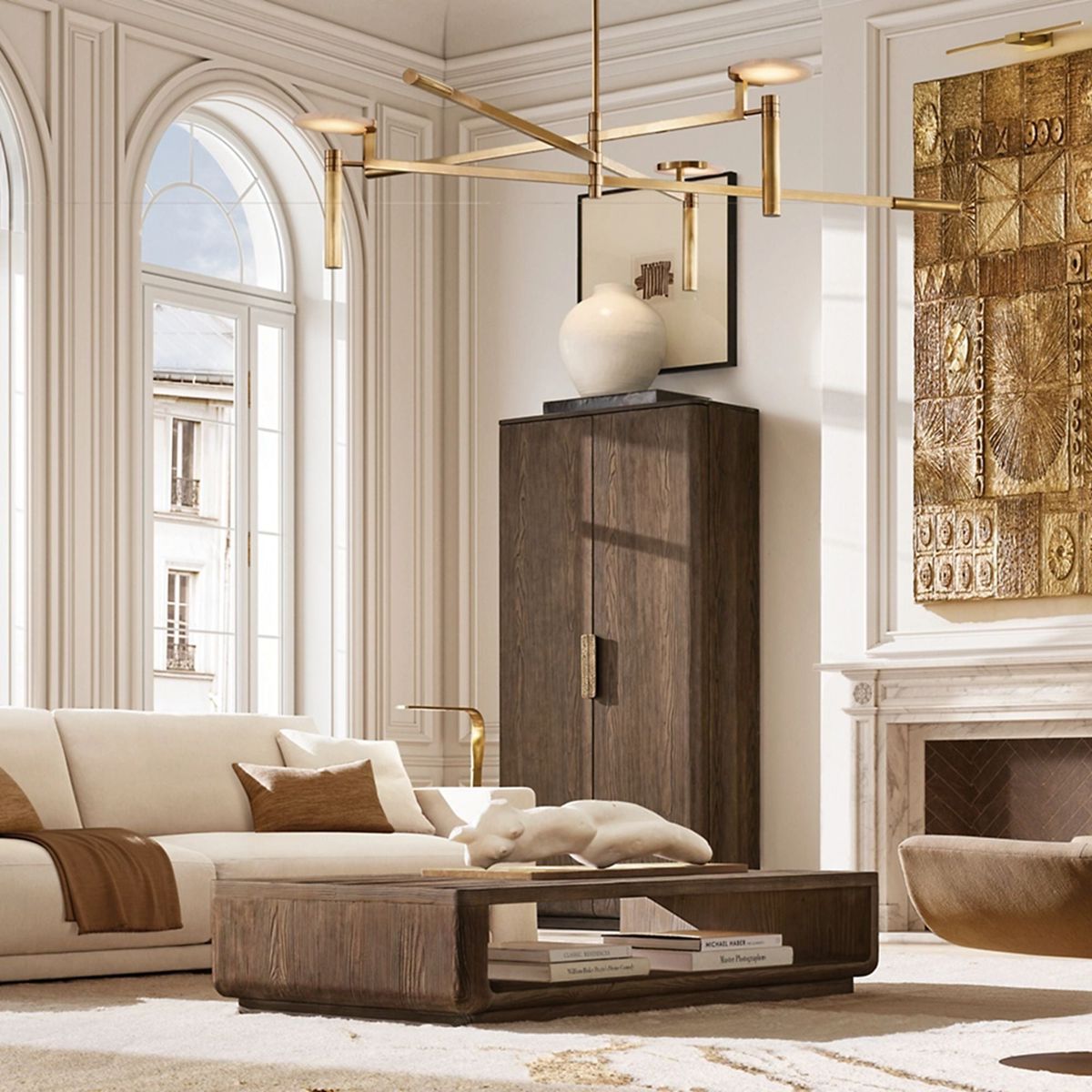 Halver Alabaster Dome Round Chandelier 60"