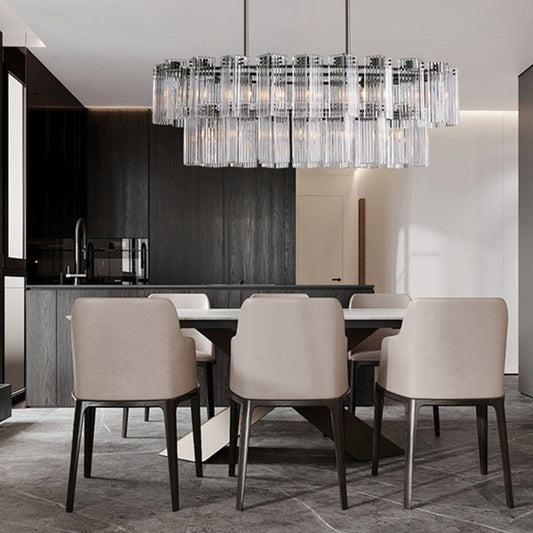 Delsie Reeded Glass Oval Chandelier