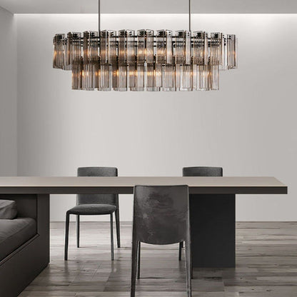 Delsie Reeded Glass Oval Chandelier