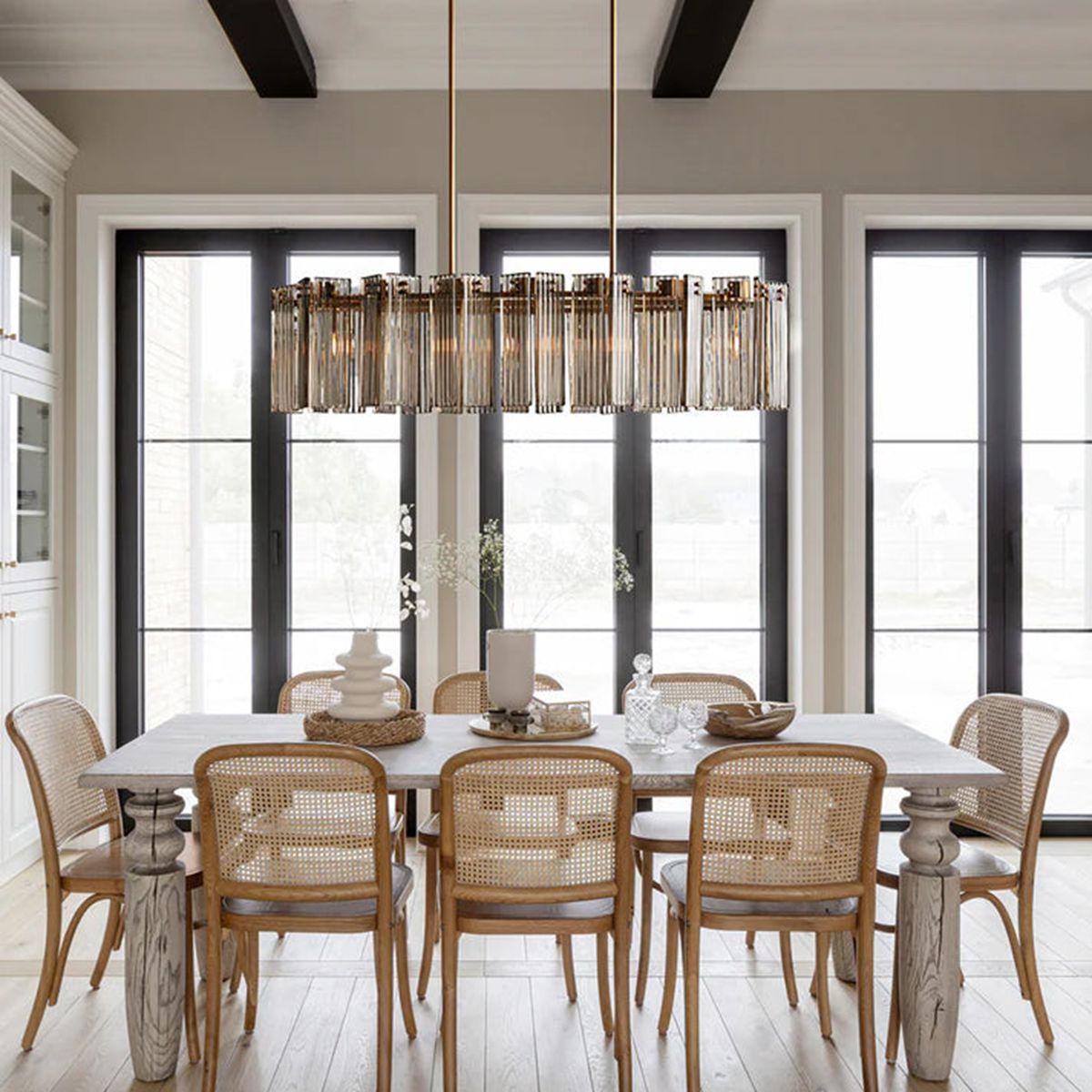 Delsie Reeded Glass Oval Chandelier