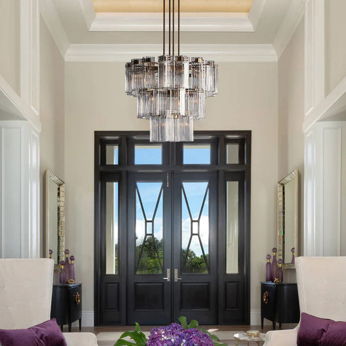 Delsie Reeded Glass Round Chandelier