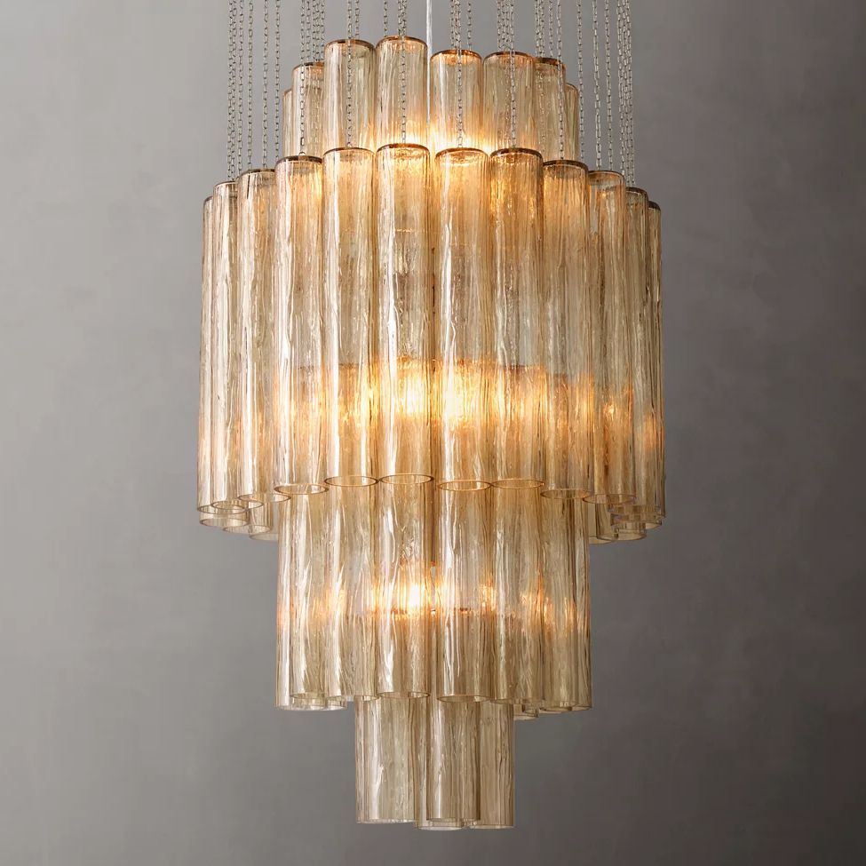 Murano Cylinder Tiered Round Chandelier