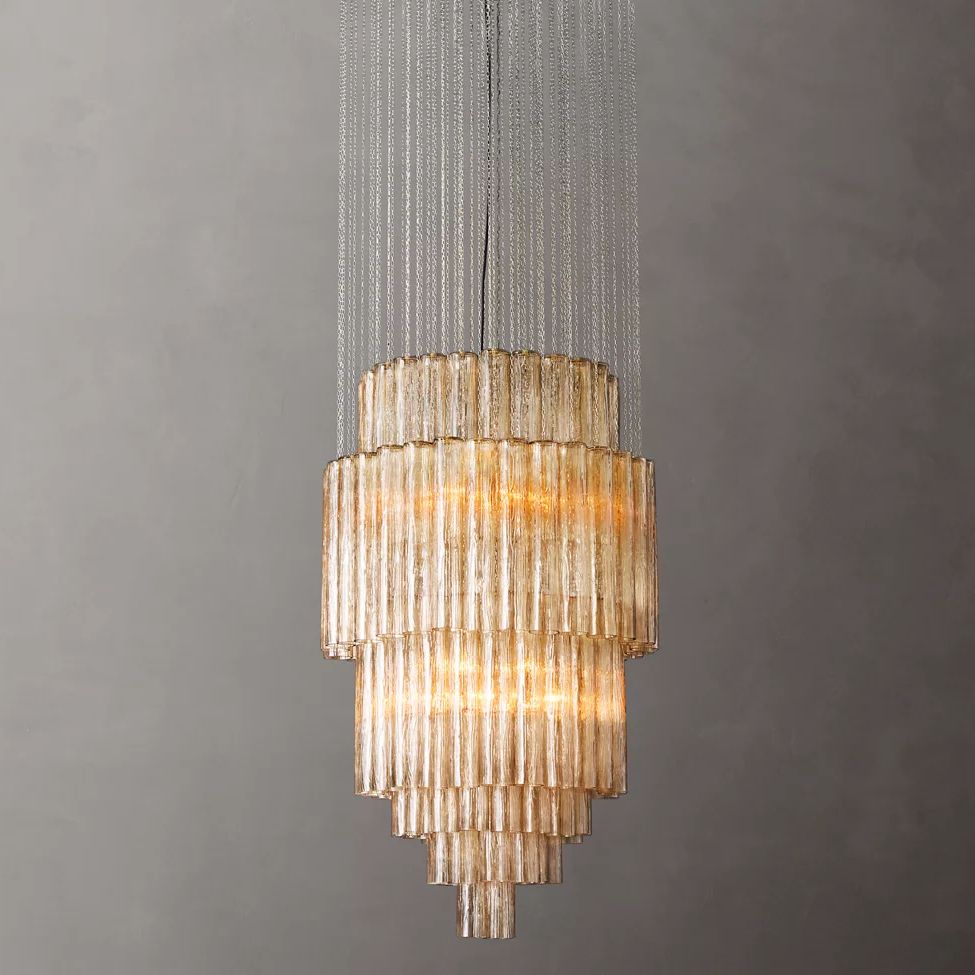 Murano Cylinder Tiered Round Chandelier