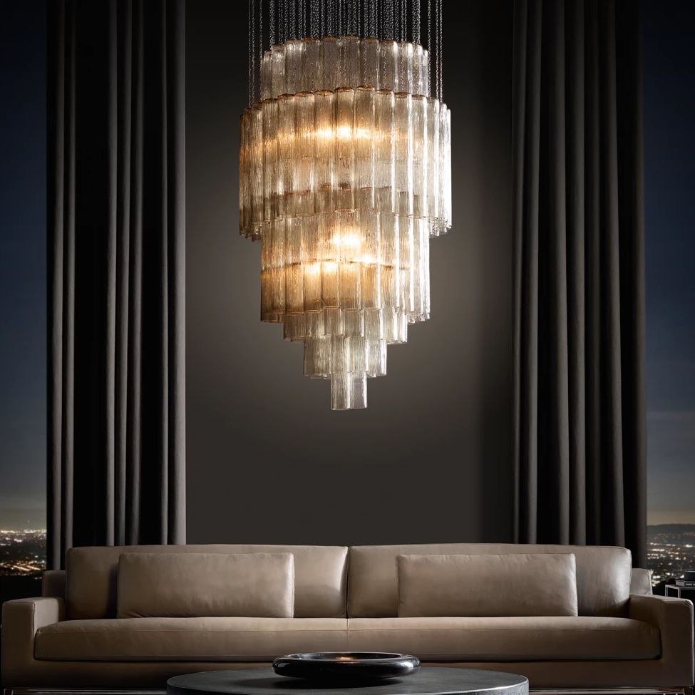 Murano Cylinder Tiered Round Chandelier